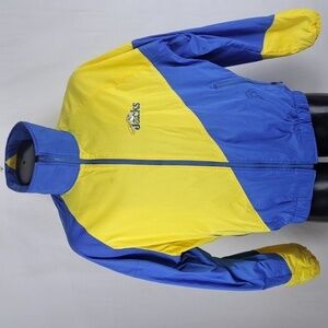 Vintage Jammin embroidered skydiving blue & yellow lined Men's Med bomber jacket